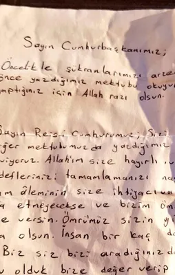 Erdoğan'a duygulandıran mektup!