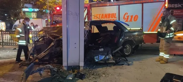 Beşiktaş’ta demir korkuluklara çarpan otomobil hurdaya döndü: Sürücü ağır yaralı-5