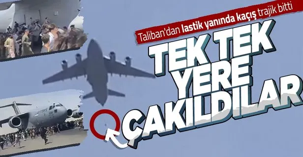 Kabil'de Taliban'dan uçağa tutunarak kaçmaya çalışan kişiler yere çakıldı! Uçuş öncesi görüntüler ortaya çıktı