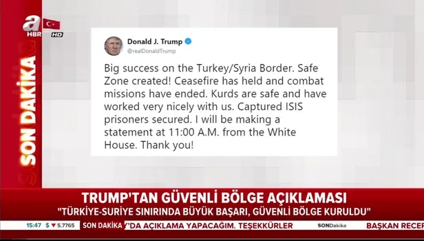 ABD Başkanı Donald Trump'tan güvenli bölge açıklaması |Video