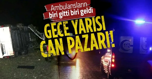 Son dakika: Edirne’de gece yarısı can pazarı! Kaçak göçmenleri taşıyan minibüs devrildi: 16 yaralı