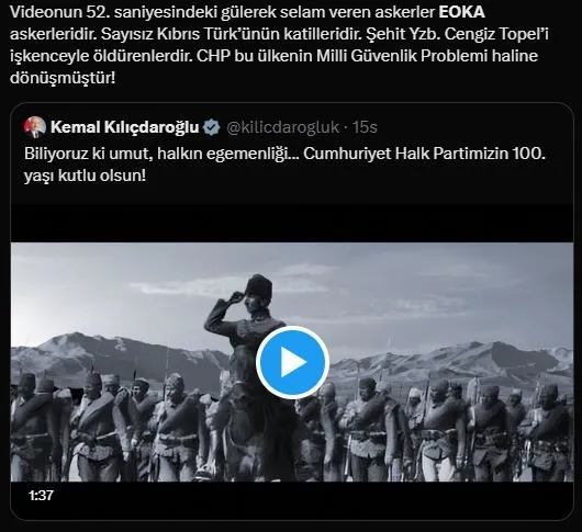 CHP'nin paylaştığı 100. yıl videosunda EOKA'lı teröristlerin fotoğrafı yer aldı-7