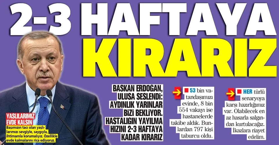 Başkan Erdoğan ulusa seslendi: 2-3 haftaya kırarız