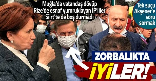 Zorbalıkta ’İYİ’ler! Meral Akşener’e soru soran vatandaşın üzerine yürüdüler...