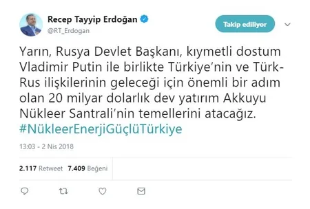 Cumhurbaşkanı Erdoğan'dan Akkuyu Nükleer Santrali açıklaması-1