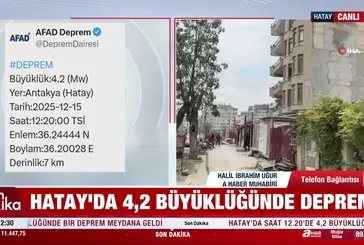Hatay'da 4,2 büyüklüğünde deprem!