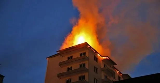 Yer: Sivas... İnşaat halindeki 8 katlı binanın çatısı yandı