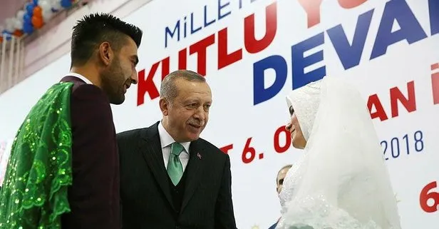 Gelin ve damat Cumhurbaşkanı Erdoğan’ı görmeye geldi