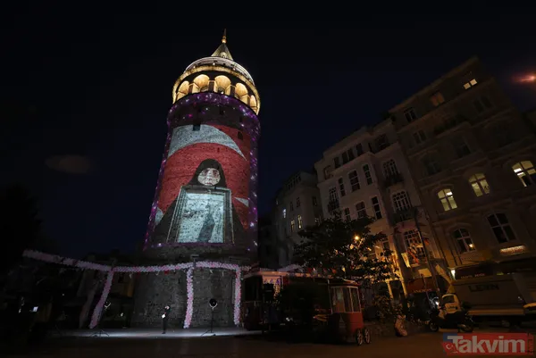 Anneler Günü, Galata Kulesi'ne yansıtılan fotoğraflarla kutlandı! Mustafa Kemal Atatürk ve Başkan Erdoğan... - 13