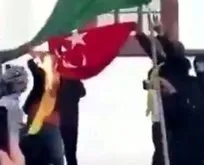 PKK sempatizanlarından büyük alçaklık! Türk bayrağı yaktılar