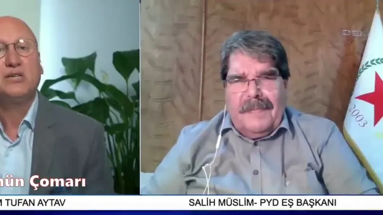 FETÖ ve PKK/PYD yan yana! FETÖ firarisi Erkam Tufan Aytav ve elebaşı Salih Müslim canlı yayında birbirlerine ağladı