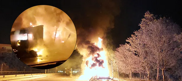 Seyir halindeki TIR alev topuna döndü!