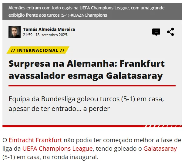 Galatasaray'ın Frankfurt yenilgisi dış basında! - 3