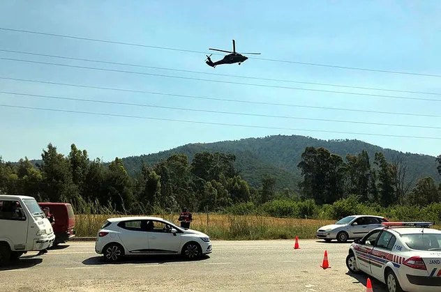 Muğla'da helikopterli trafik denetimi