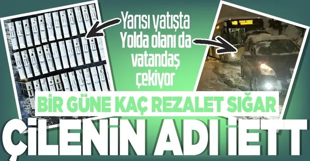 İETT rezaletinin en net iki görüntüsü: Otobüs vatandaşı değil vatandaş otobüsü taşıdı!  Onlarca otobüs garajda yattı