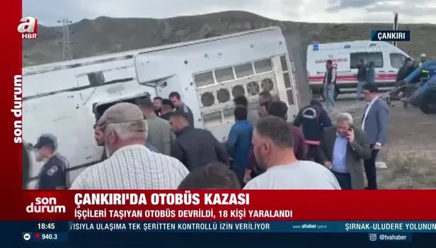 Çankırı’da yolcu otobüsü devrildi! 18 yaralı