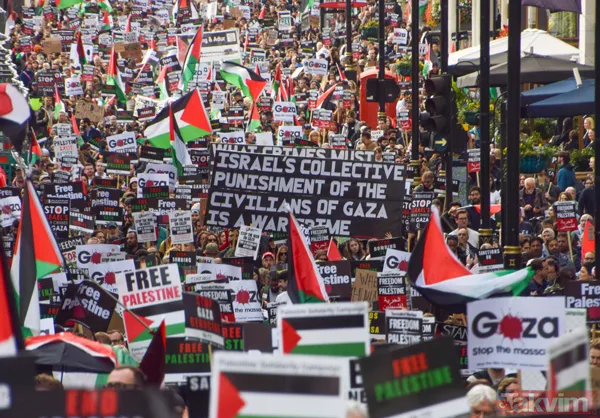 Katil İsrail'in katliamına dünyanın dört bir yanından tepki! Londra, ABD, Tunus, Yemen, İspanya... - 4