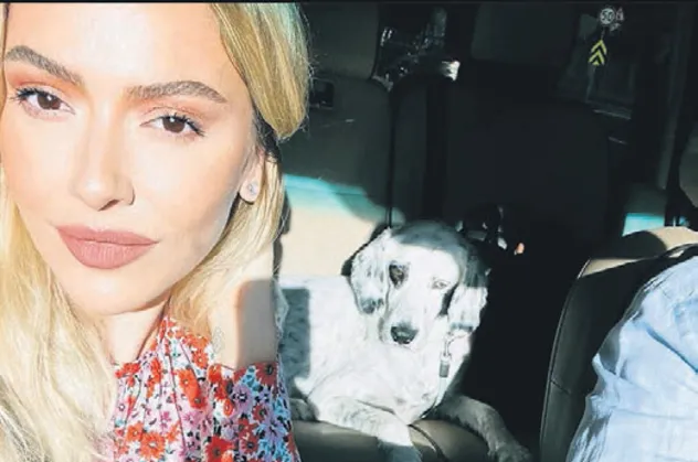 Hadise aşkı Kaan Yıldırım'ın köpeği Benek ile poz verdi