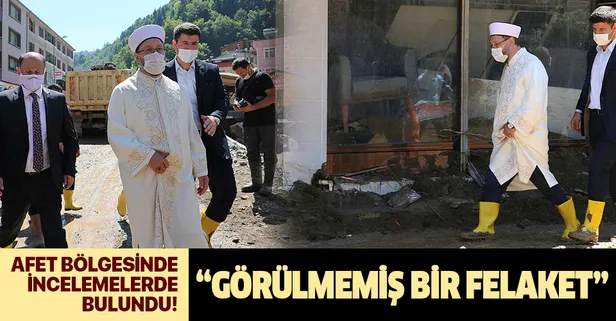 Son dakika: Diyanet İşleri Başkanı Ali Erbaş, Giresun'da yaşanan felaket sonrasında incelemelerde bulundu