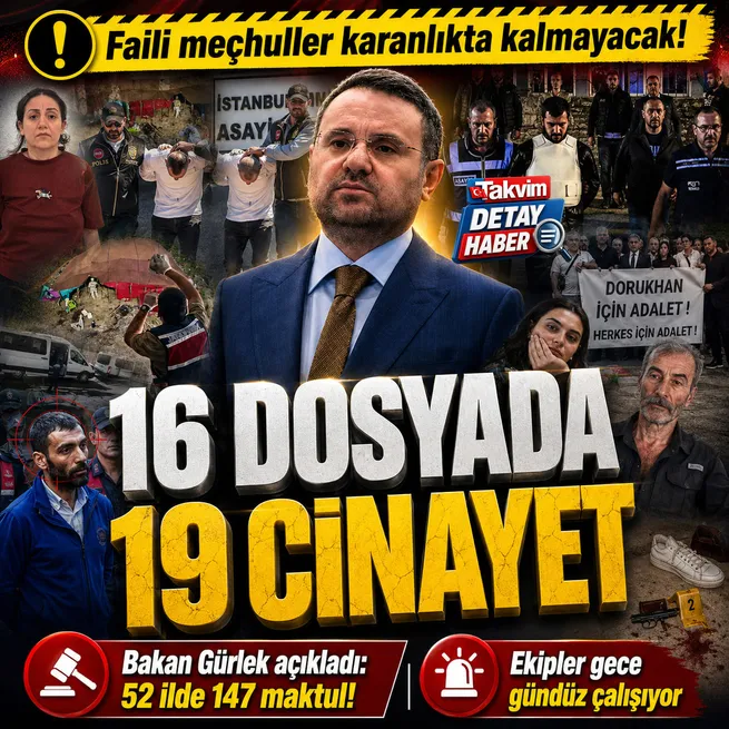 Bakan Gürlekten faili meçhul açıklaması: 16 dosyada 19 cinayet aydınlatıldı! Adalet, er ya da geç mutlaka tecelli edecektir