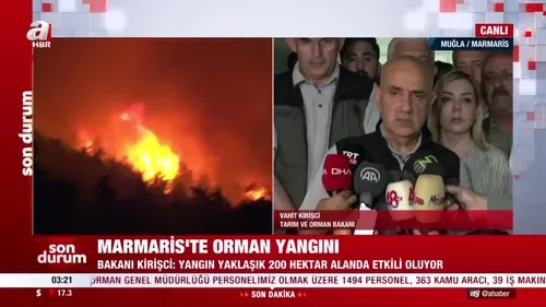 Marmaris’te korkutan yangın! Tarım ve Orman Bakanı Vahit Kirişci ve İçişleri Bakanı Süleyman Soylu bölgenin son durumu hakkında açıklamalarda bulundu