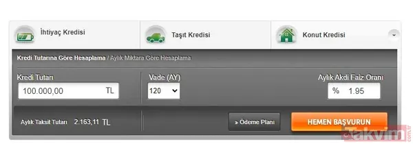 Teb 100.000 Konut Kredisi Hesaplı Tablo
