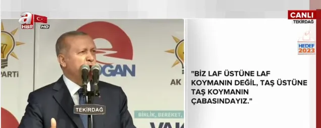 Erdoğan, Çorlu mitinginde Kanal İstanbul Projesinin görüntülerini paylaştı
