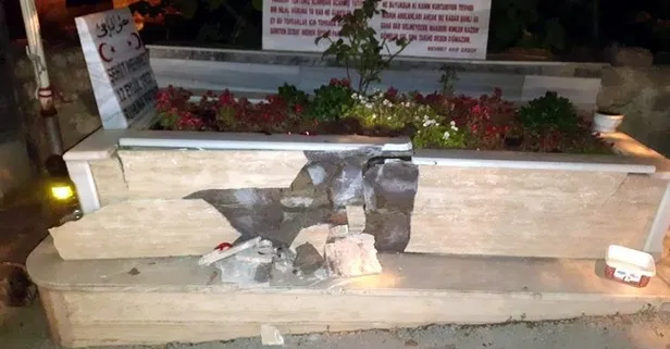 Bursa'da aracıyla şehit mezarına çarptı öylece bırakıp kaçtı!