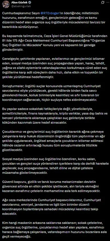 sehir-eskiyalarina-sifir-tolerans-adalet-bakanligindan-81-ile-9-maddelik-organize-suc-orgutleri-genelgesi-1782140633573.jpeg Şehir eşkıyalarına sıfır tolerans! Adalet Bakanlığından 81 ile 9 maddelik "Organize suç örgütleri" genelgesi-5