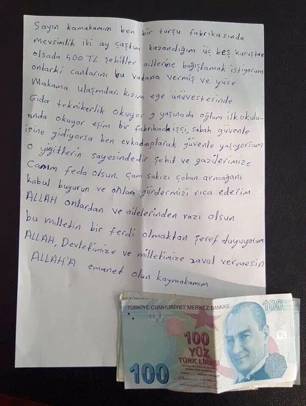 Şehit ailesine gönderilen para ve mektup ağlattı-1