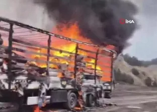 Bolu’da kağıt yüklü dorse alev topuna döndü