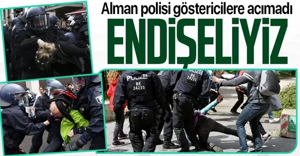 Alman polisinden koronavirüs tedbirlerini protesto eden eylemcilere sert müdahale!