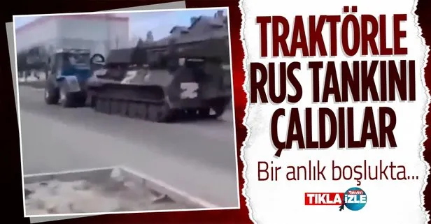 Ukraynalılar traktörle tankı çaldılar