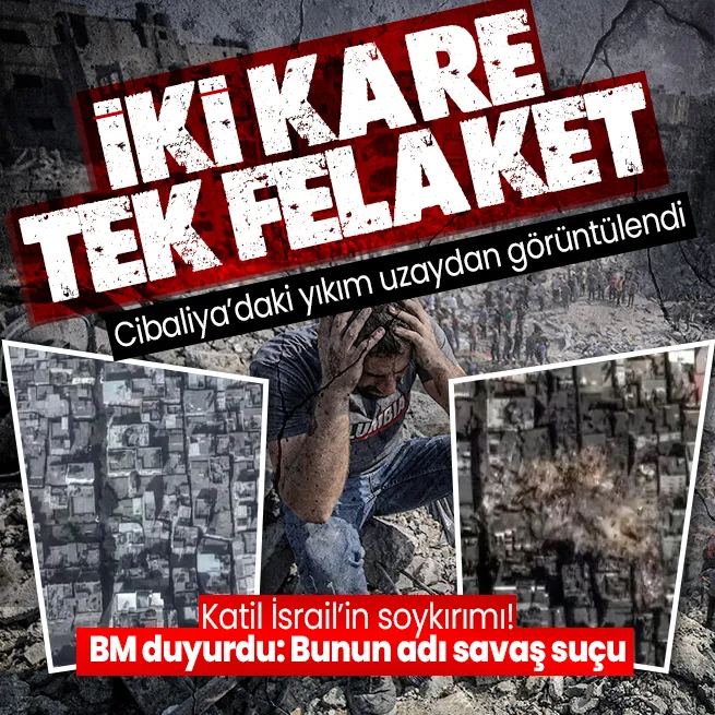 Soykırımcı İsrailden Cibaliyada soykırım! Kamptaki katliam uzaydan görüntülendi