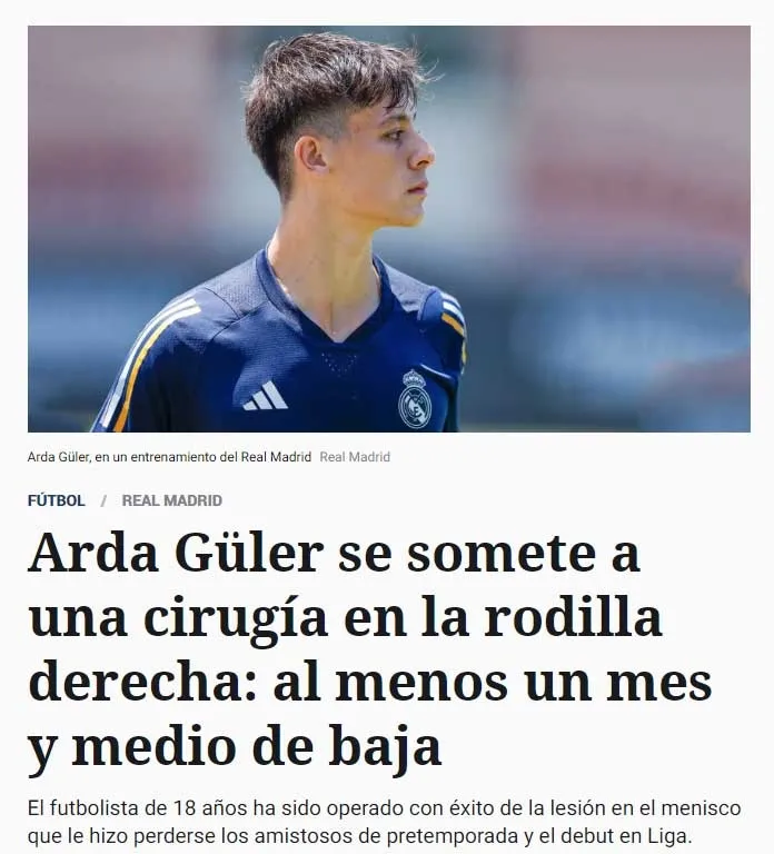 Real Madrid açıkladı: Arda Güler ameliyat oldu! İşte İspanya basınına yansıyanlar - 6