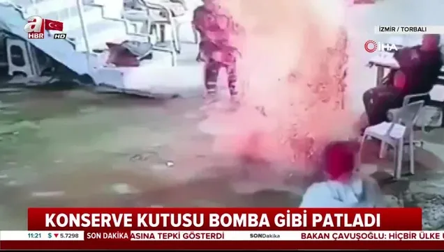 İzmir Torbalı'da konserve kutusu bomba gibi patladı! O anlar kamerada