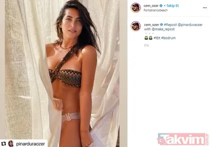 Cem Özer eşi Pınar Dura’nın bikinili pozlarını kendi hesabından paylaştı! Görenler şaştı kaldı öve öve bitiremedi
