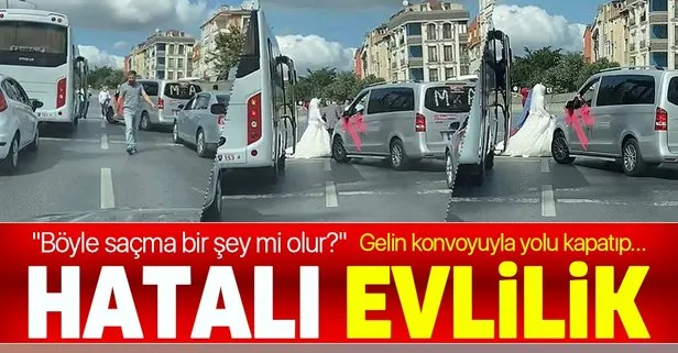 İstanbul Sultangazi’de gelin konvoyuyla yolu kapatıp halay çektiler