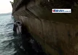 Atla birlikte denize düştü