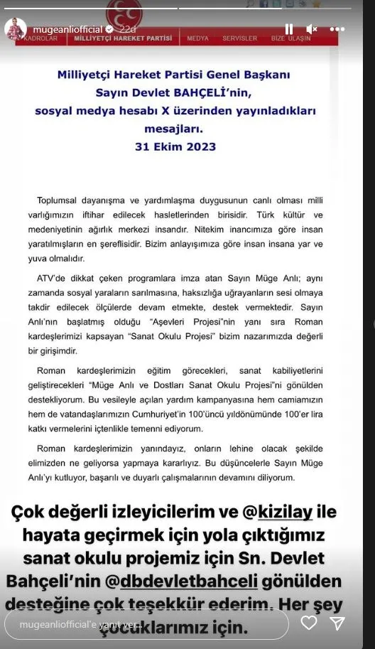 MHP Genel Başkanı Devlet Bahçeli'den ATV'de yayınlanan Tatlı Sert programı ve Müge Anlı'ya övgü dolu sözler: “Sanat Okulu Projesi” bizim nazarımızda değerli bir girişimdir-7