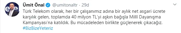 Son dakika: Türk Telekom'dan Milli Dayanışma Kampanyası’na 40 milyon TL'lik bağış!-1