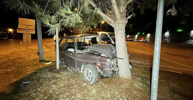 Ağaca çarpan araç hurdaya döndü! Sürücü ağır yaralandı
