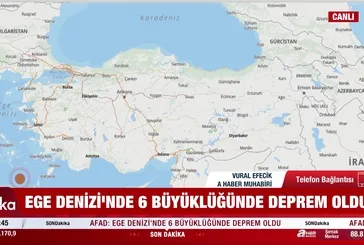 Ege Denizi'nde 6 büyüklüğünde deprem meydana geldi!