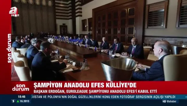 Başkan Erdoğan Euroleague şampiyonu Anadolu Efes'i kabul etti