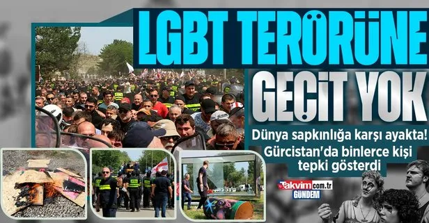 Dünya LGBT terörüne karşı ayakta! Gürcistan’da binlerce kişi küresel sapkınlığı protesto etti