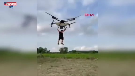 Samsun Çarşamba'da tarım dronuna tutunup yükselen çiftçi yere çakıldı | O anlar kamerada