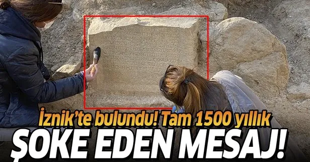 İznik’te Roma dönemine ait mezar taşı keşfedildi! Mezar taşı üzerinde dikkat çeken yazı