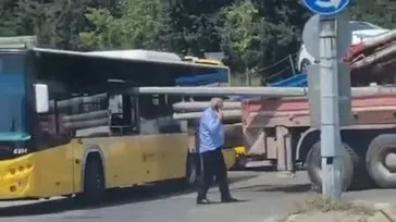 Son dakika: Ataşehir’de feci kaza! İETT otobüsündeki vatandaşlar ölümden döndü! Vinç üzerindeki direkler otobüsün içine girdi