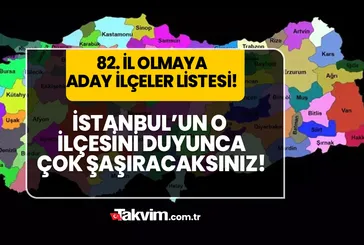 82. il olmaya aday ilçeler listesi netleşti! İstanbul’un o ilçesini duyunca çok şaşıracaksınız! Türkiye’nin 82. ili olmaya en yakın ilçesi...