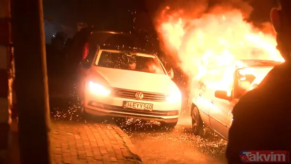 İstanbul'da korku dolu anlar! Sokak ortasında alev alev yandı: Arabasına atlayan kaçtı - 10